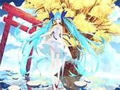 站在神社外的初音未来超清唯美桌面壁纸图片