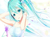 初音未来头戴耳机苍穹唯美桌面壁纸图片