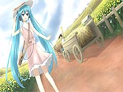 行走在油菜田中的初音未来超清唯美桌面壁纸图片