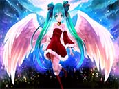 月光下长着翅膀的初音未来超清唯美桌面壁纸图片