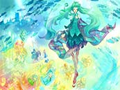 水中飘逸的初音未来和鱼群超清唯美桌面壁纸图片