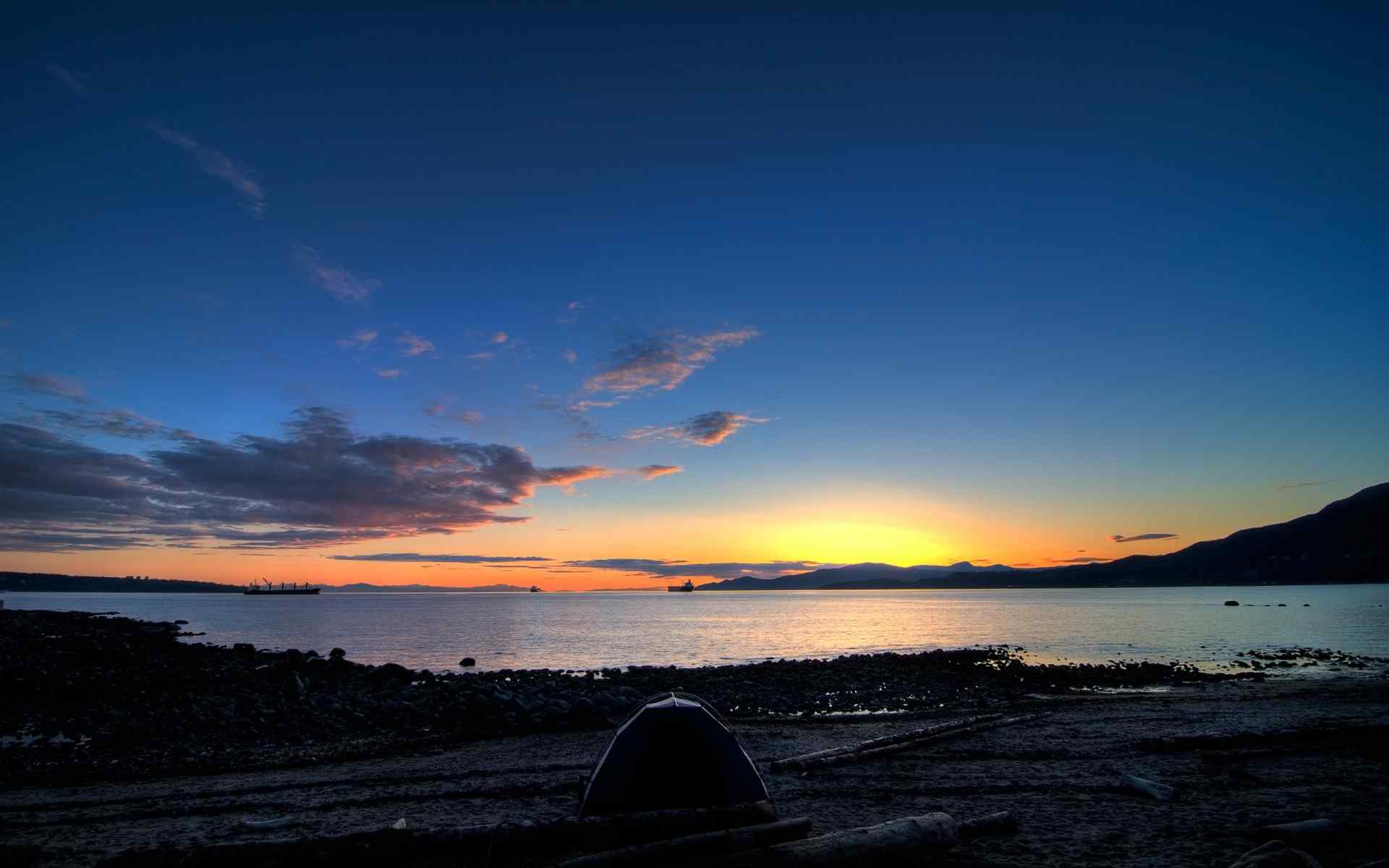 海景码头夕阳风景壁纸