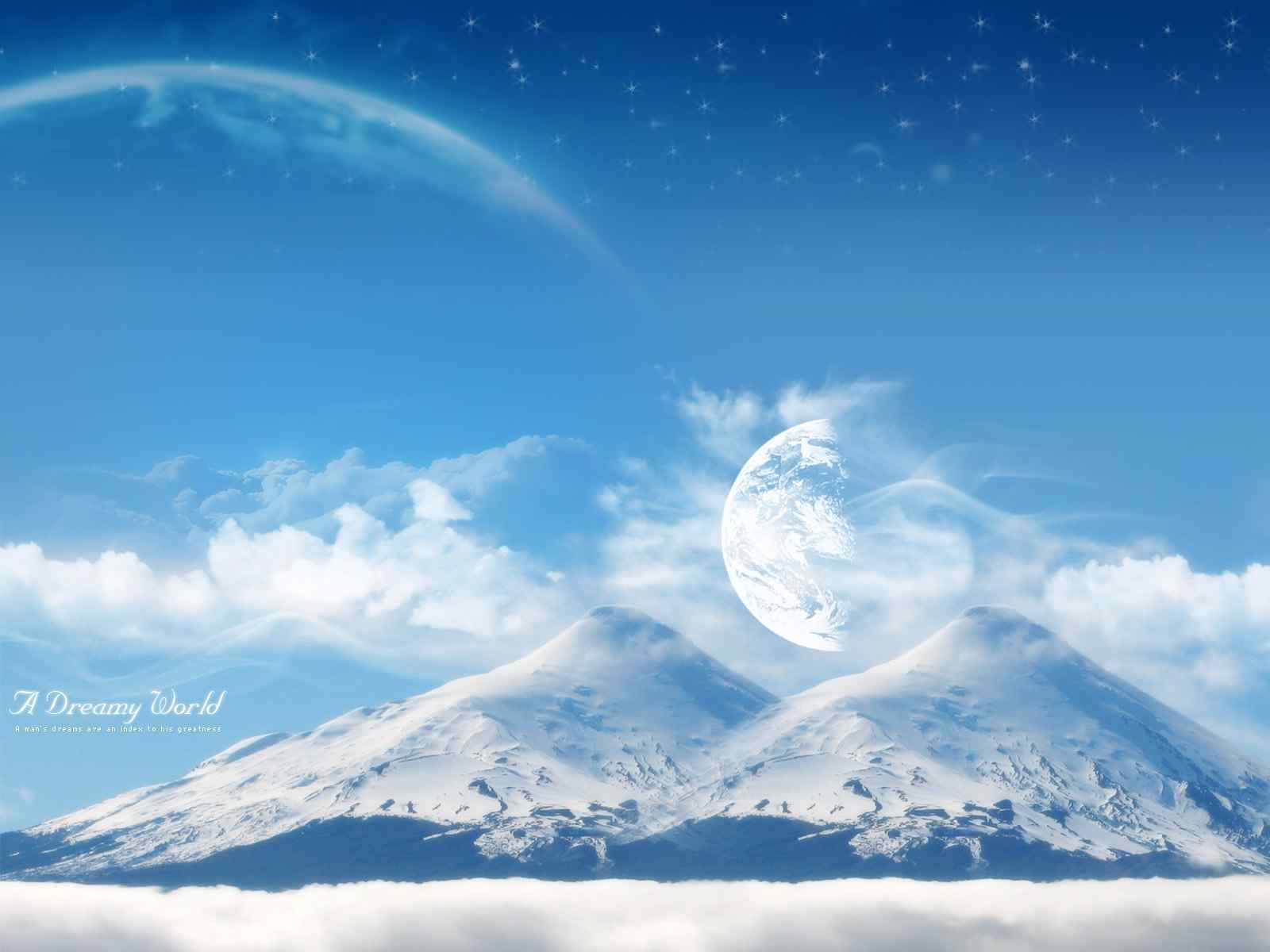 双峰梦幻雪山壁纸（by ayegraphics）