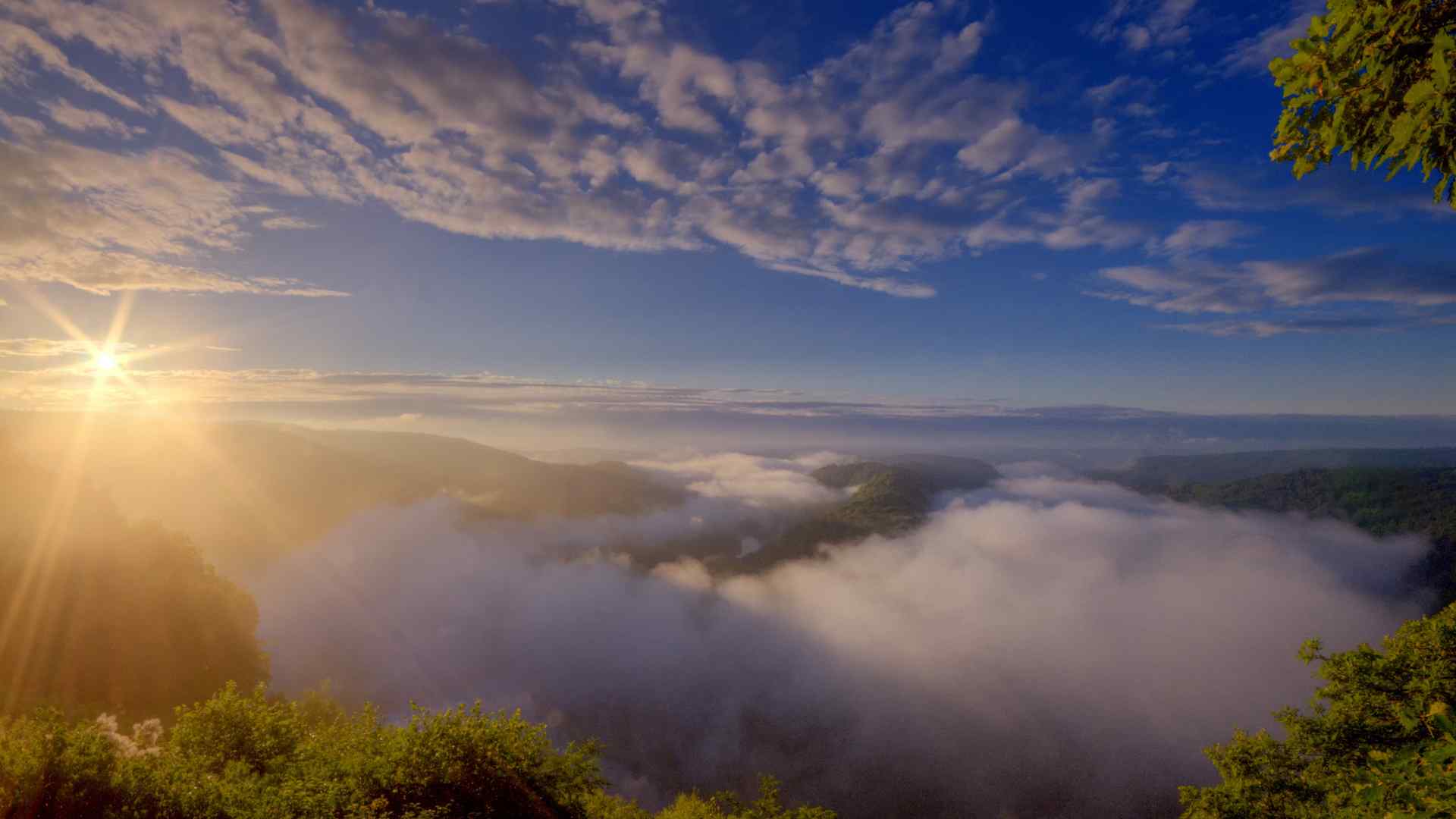 宽屏桌面壁纸 高清山顶赏日