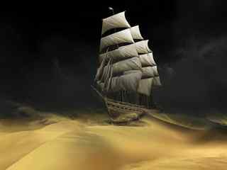 沙漠风暴壁纸-old ship vessel desert sand storm