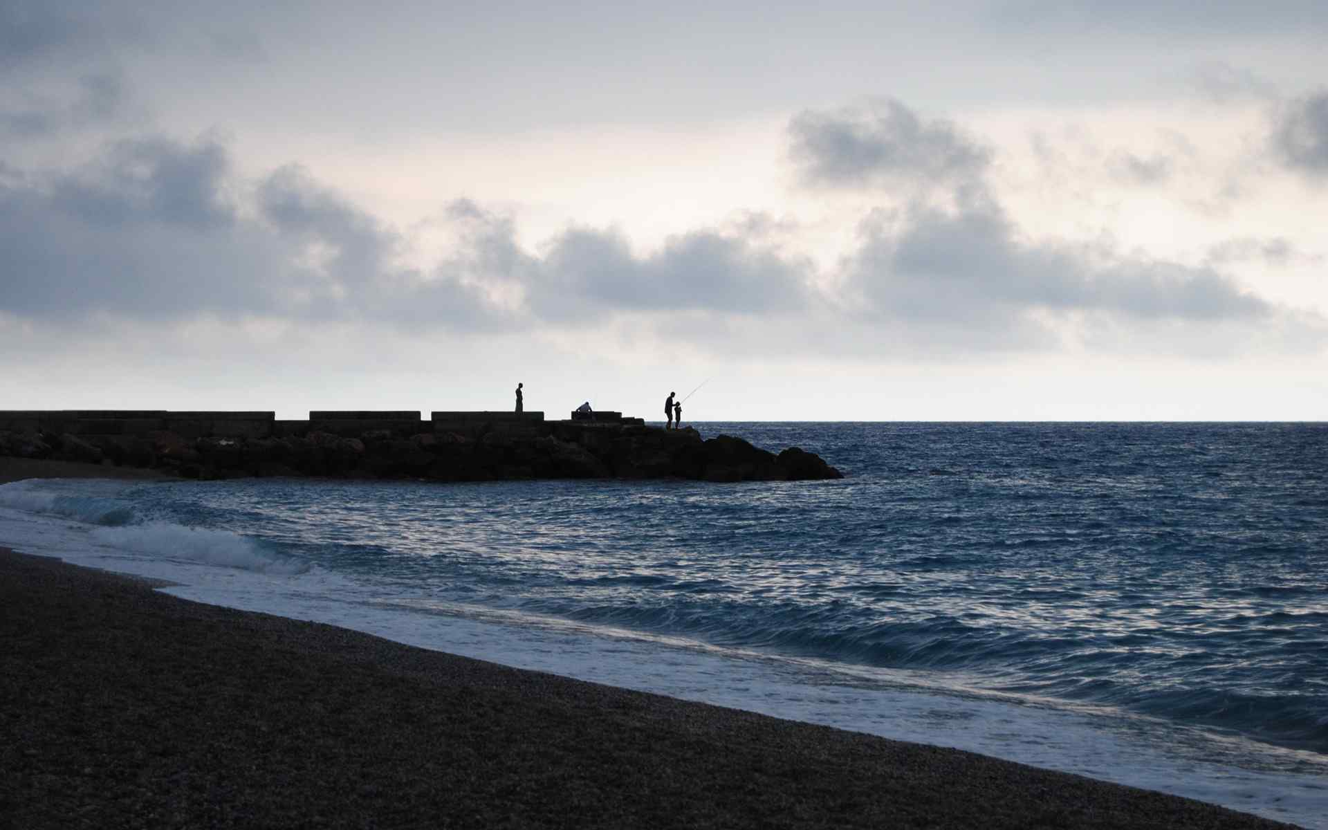 大海垂钓风景壁纸