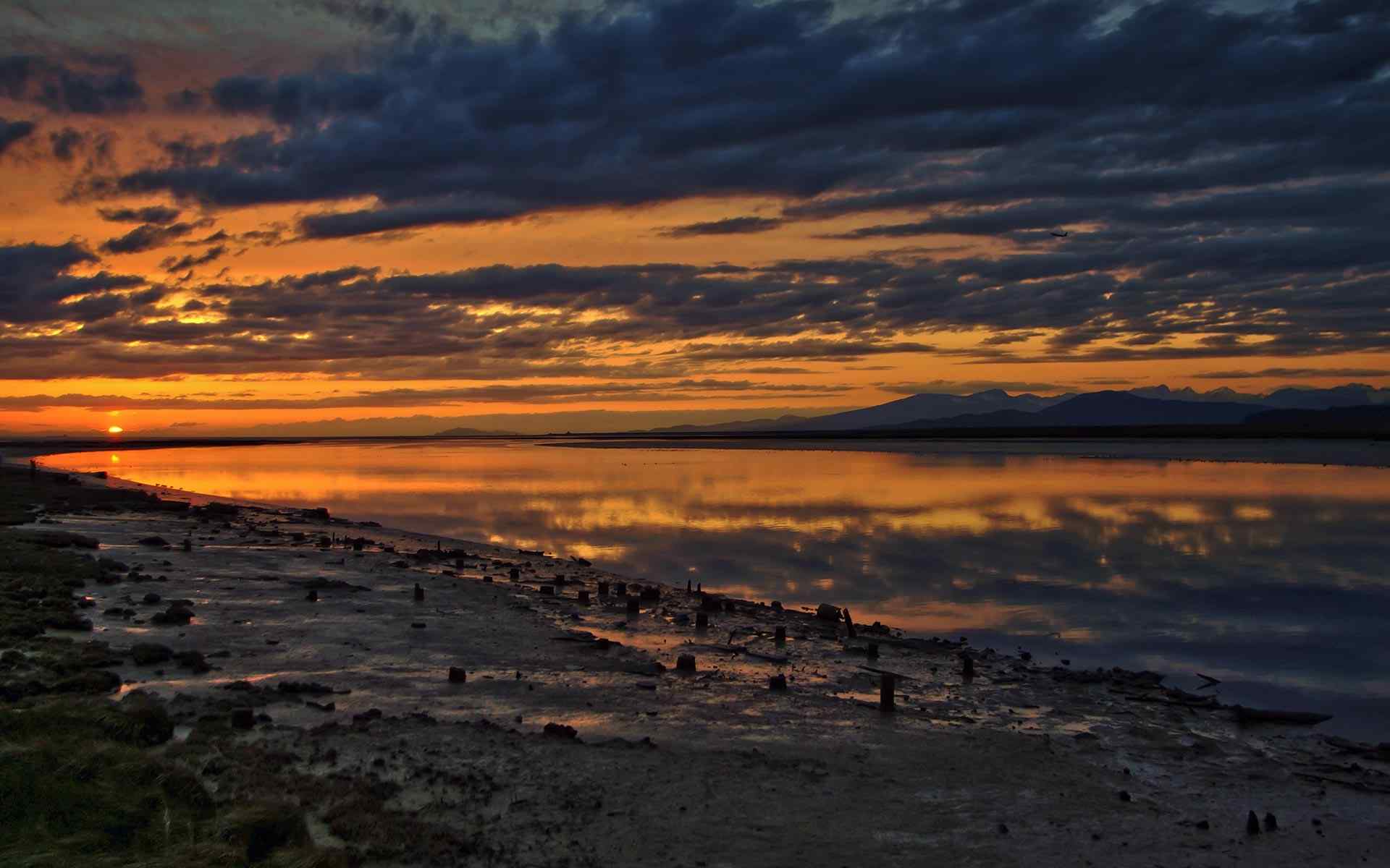 海滩暮色风景壁纸