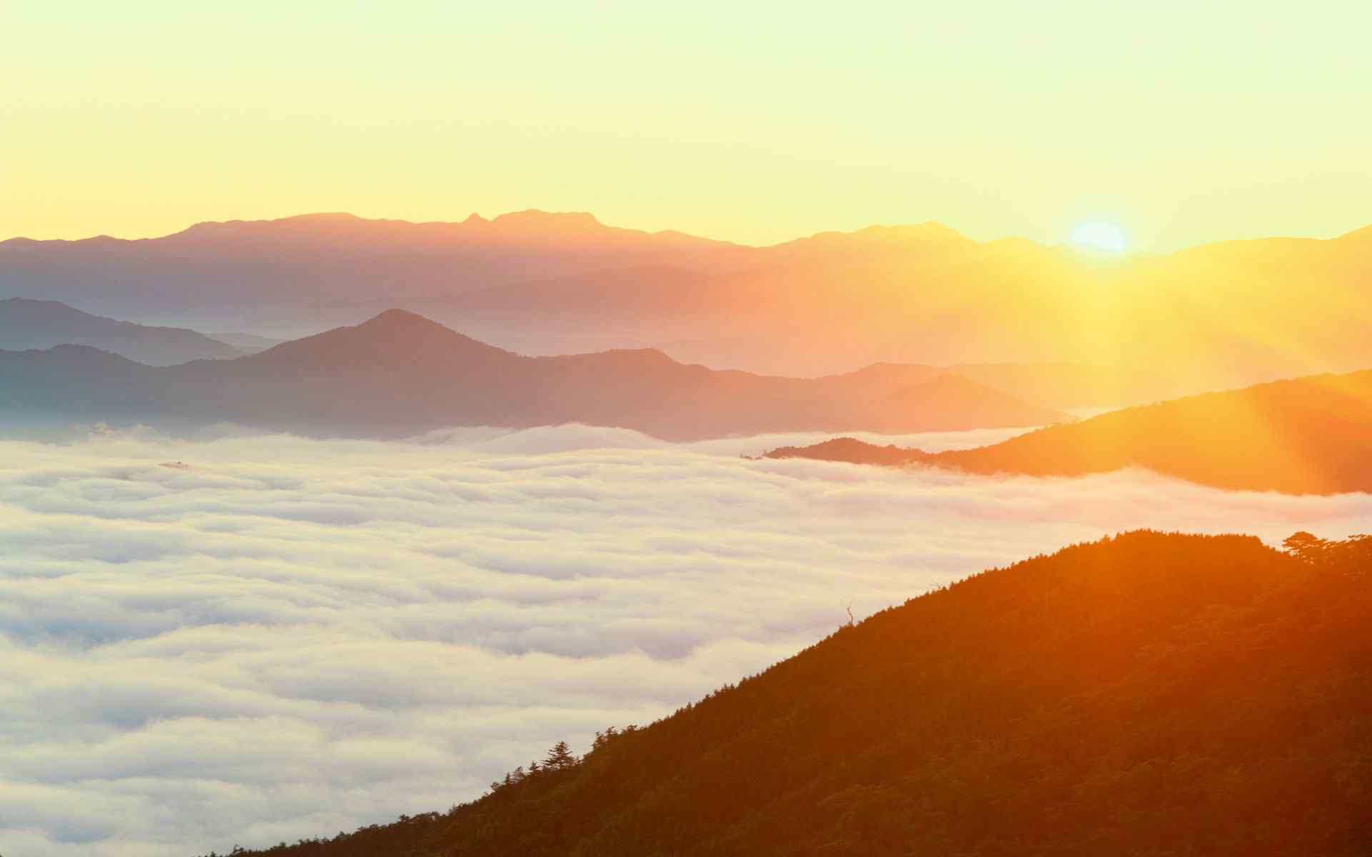 夕阳山野风景壁纸