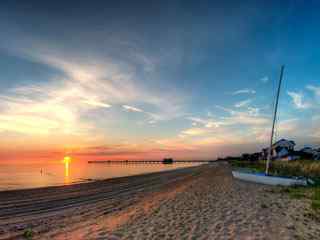 夕阳海滩风景壁纸