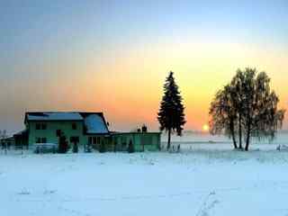 雪景小屋风景壁纸