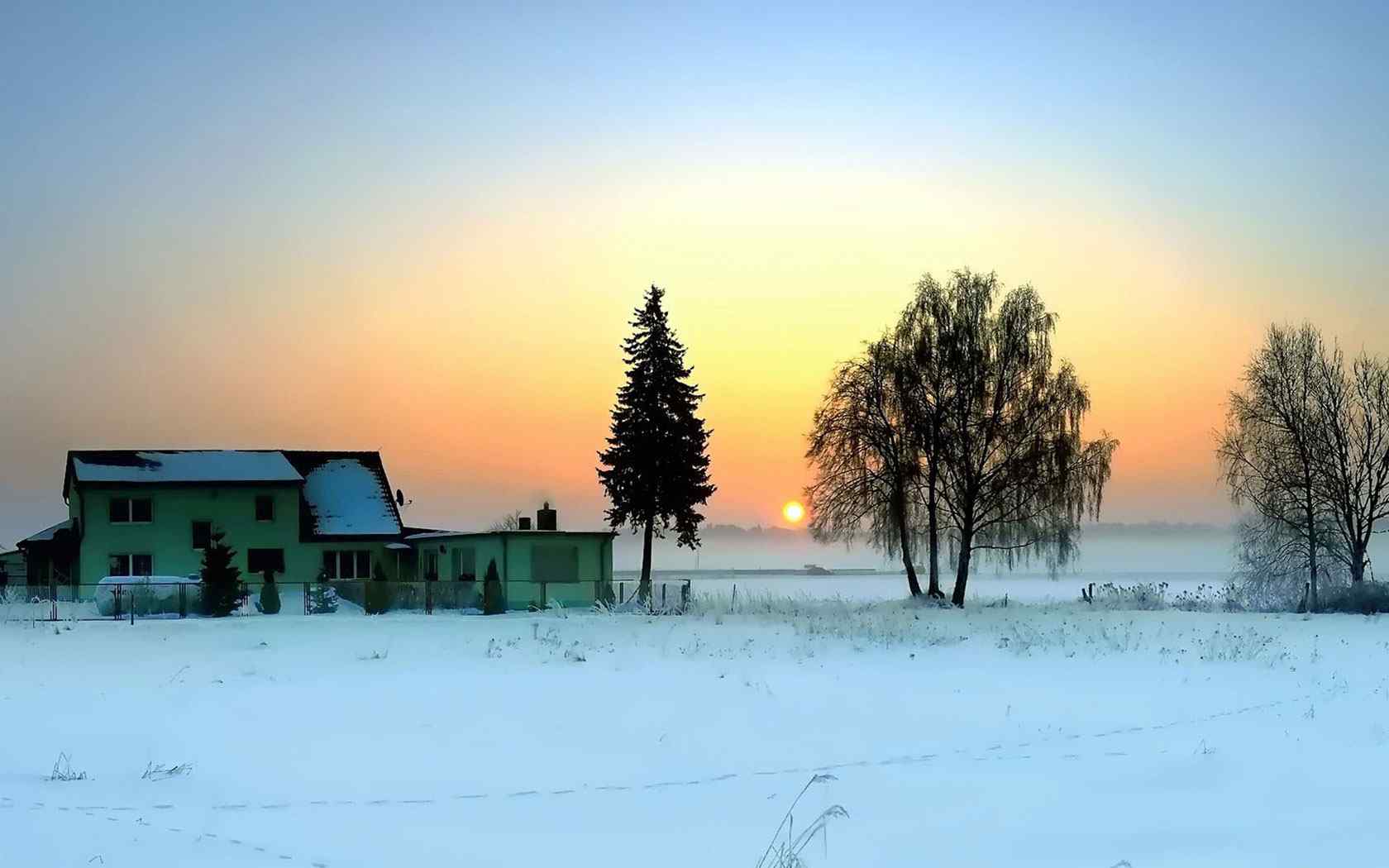 雪景小屋风景壁纸