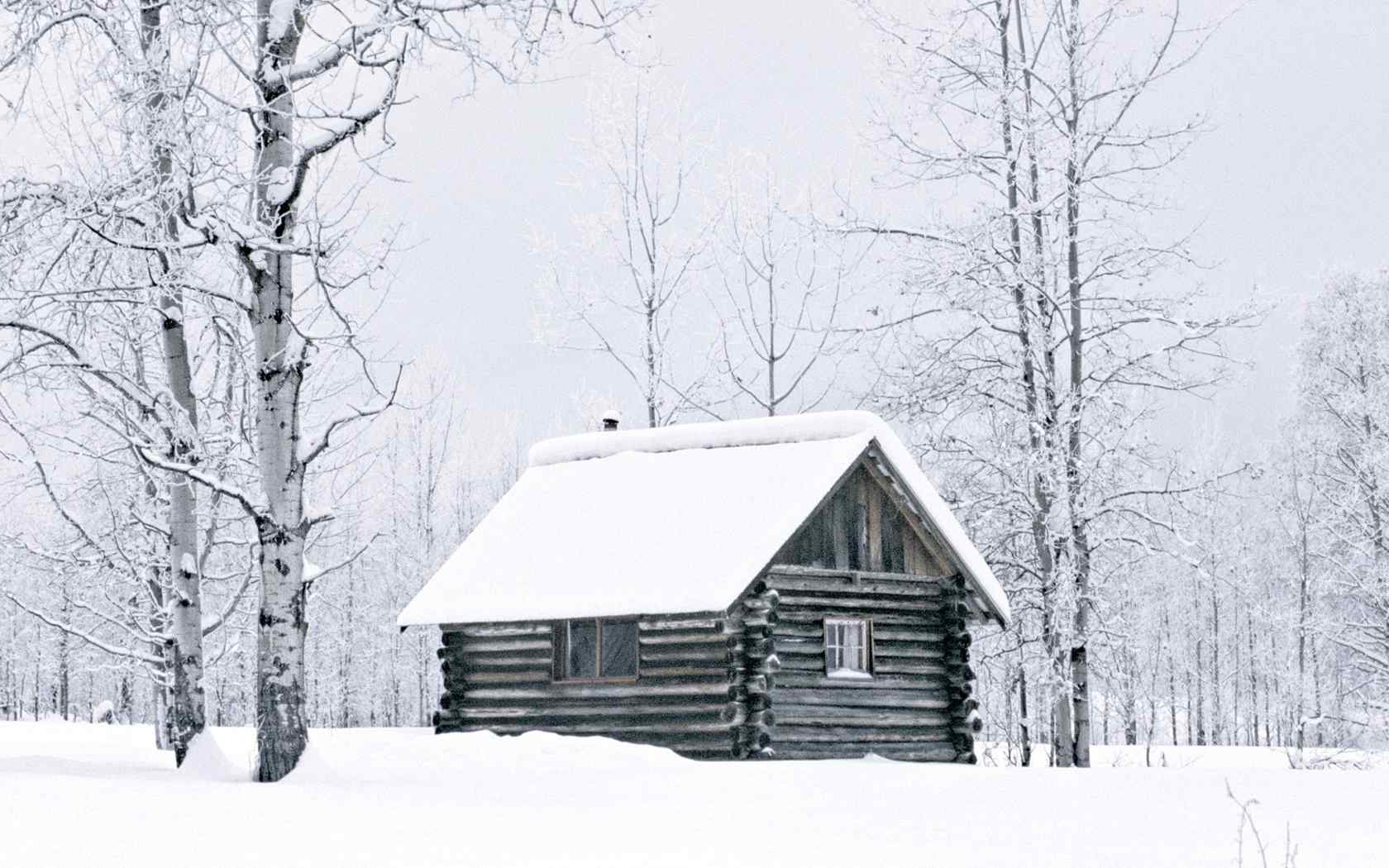 雪景小屋摄影壁纸