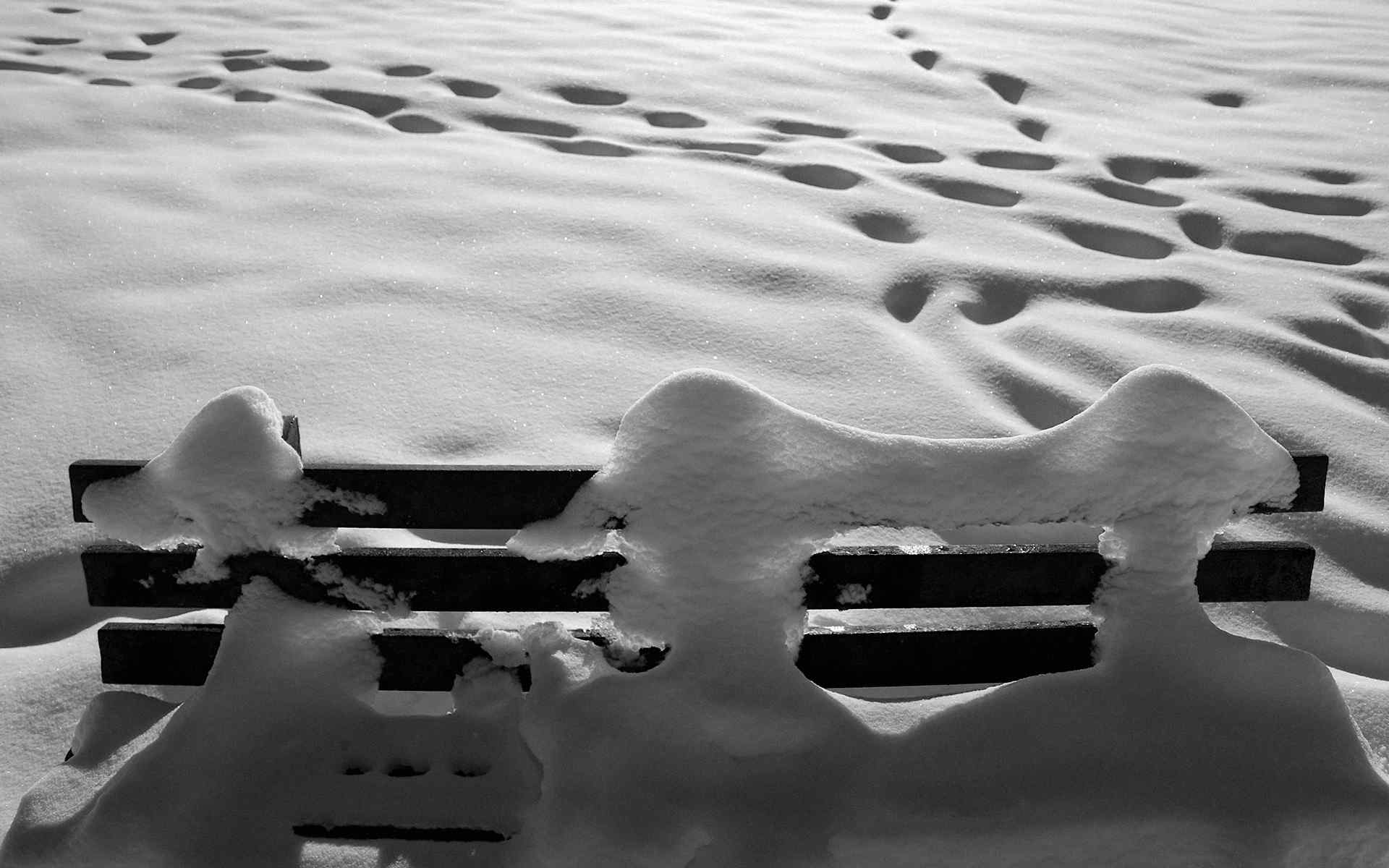 白雪长椅风景壁纸