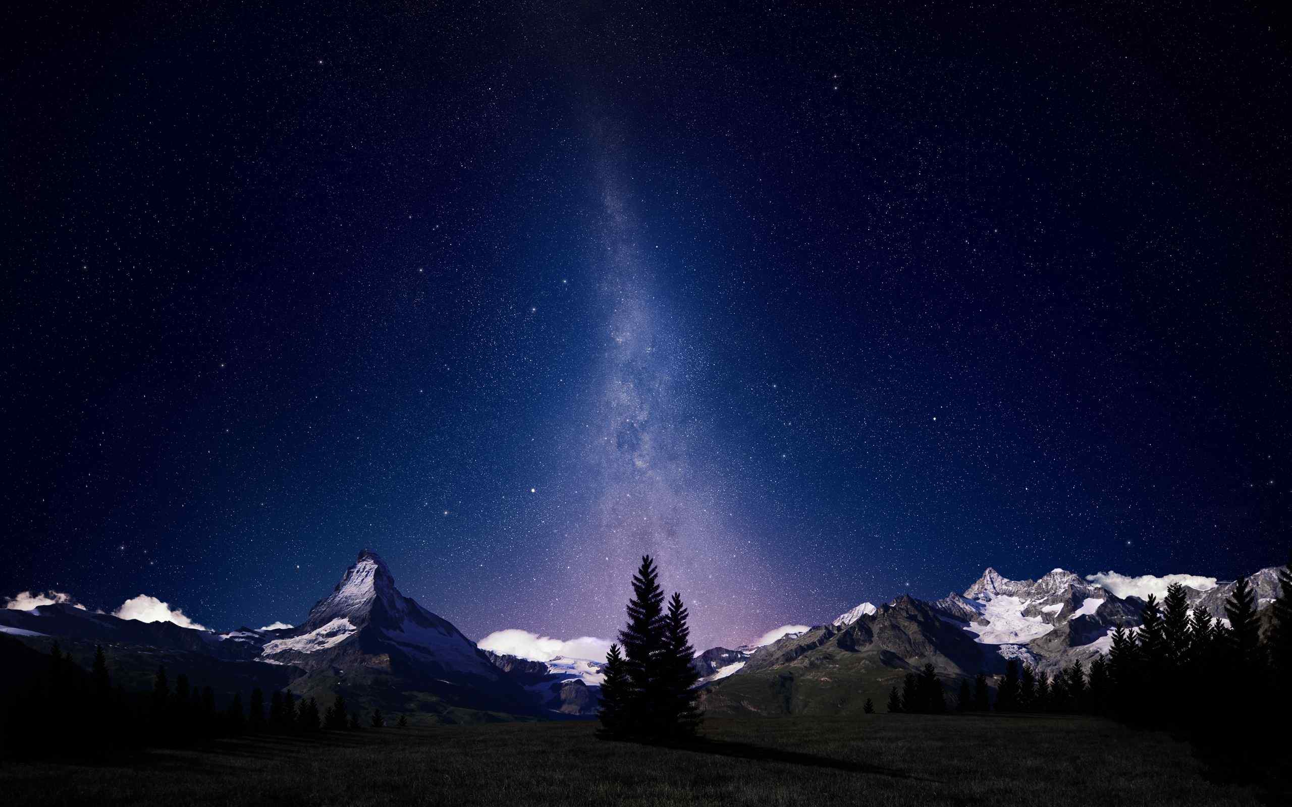 雪山夜景桌面壁纸