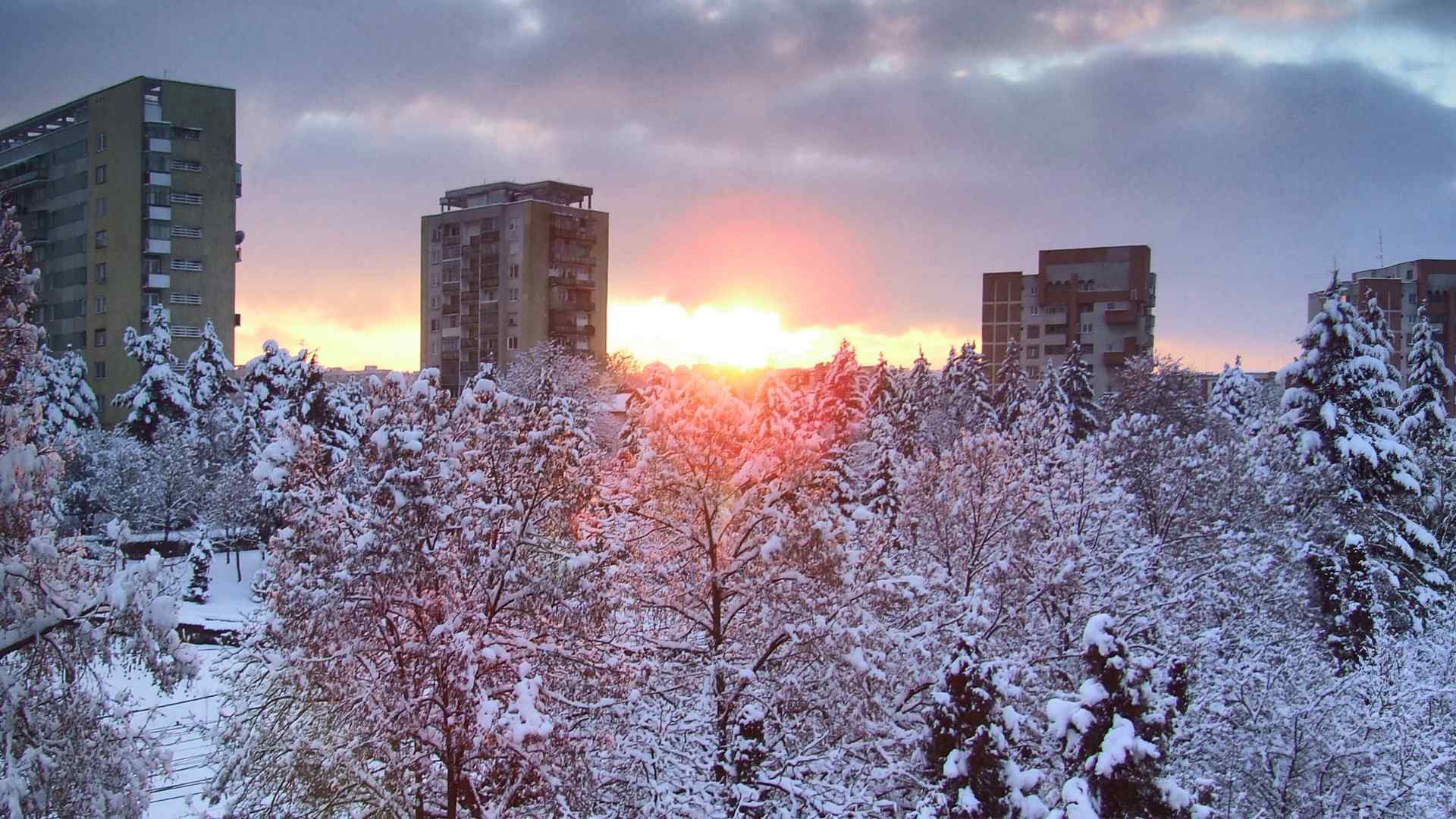 城市朝阳风景壁纸